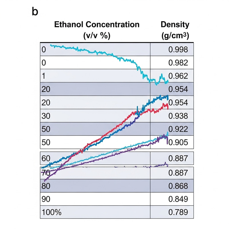 Ethanol Concentration vs Density Table: Comprehensive Analysis Ethanol Concentration vs Density Table: Comprehensive Analysis