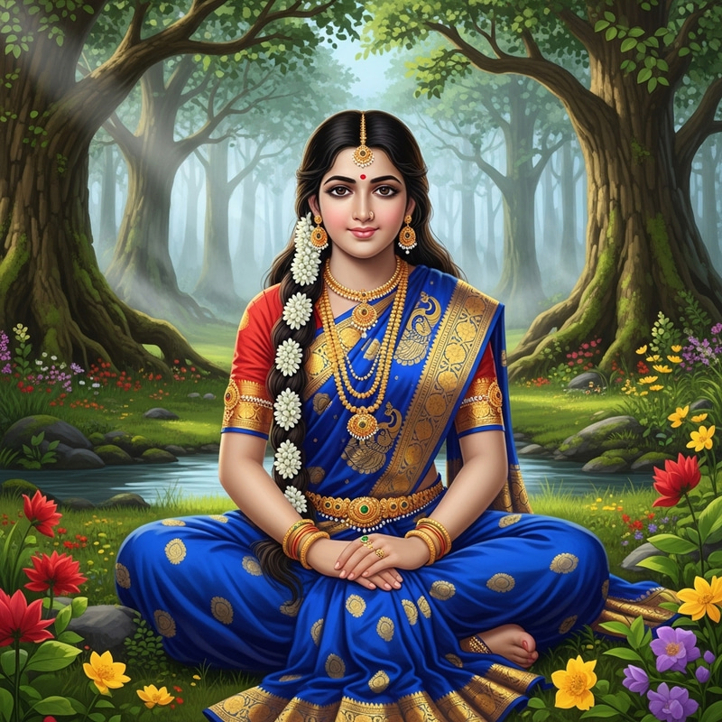Mata Sita in Lush Forest | Divine Hindu Figure