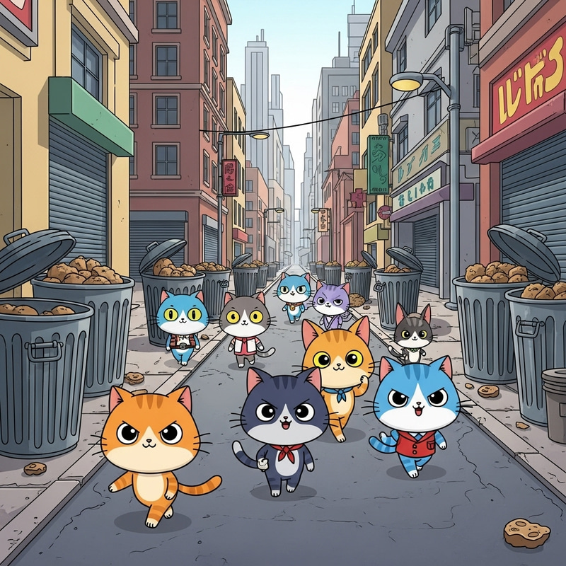 Anime Cats in City | Dynamic & Expressive Characters
