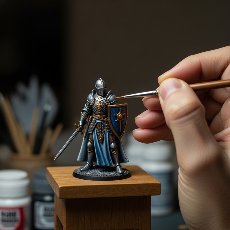 Master Painter Detailing Knight Toy Figurine - Precise Artistry Master Painter Detailing Knight Toy Figurine - Precise Artistry