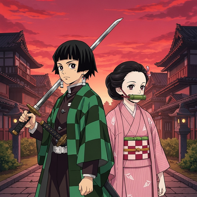 Kimetsu No Yaiba Inspired Japanese Art Illustration