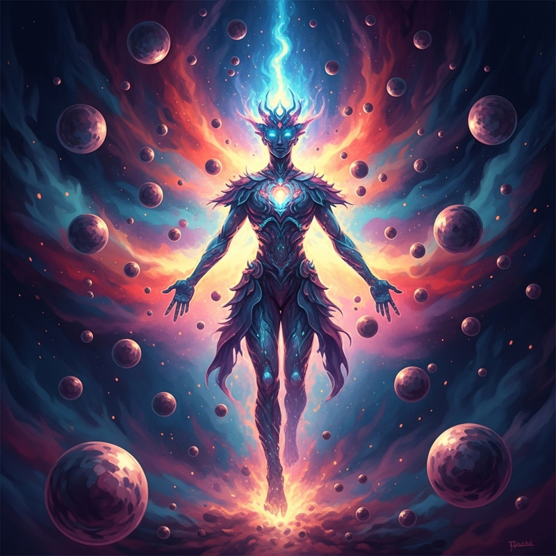 Nebulous Figure Surrounded by Kaleidoscope of Colors | Essence of Enchantment & Awe