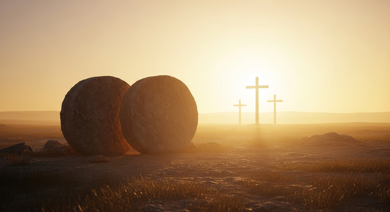 Serene Empty Tomb at Sunrise | Divine Illumination