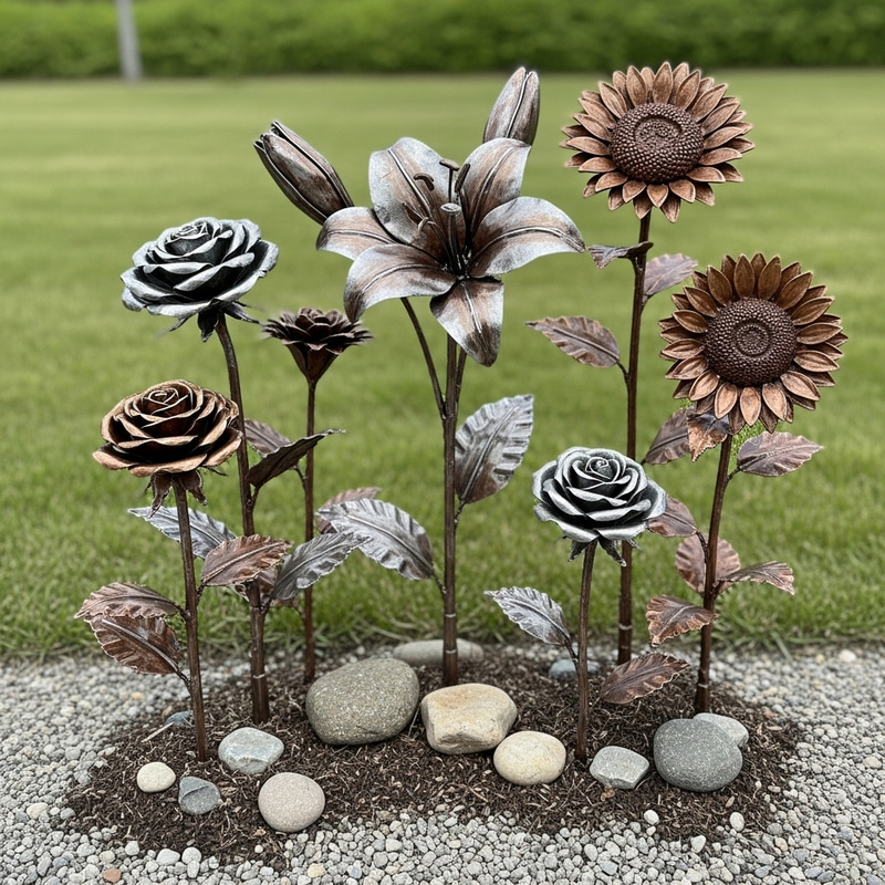Intricately Crafted Metal Flowers: Nature's Beauty Captured Intricately Crafted Metal Flowers: Nature's Beauty Captured