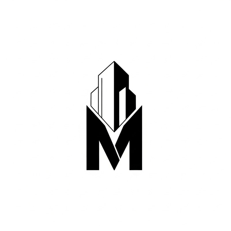 Modern Minimalist Architectural Logo Design with Letter M Modern Minimalist Architectural Logo Design with Letter M