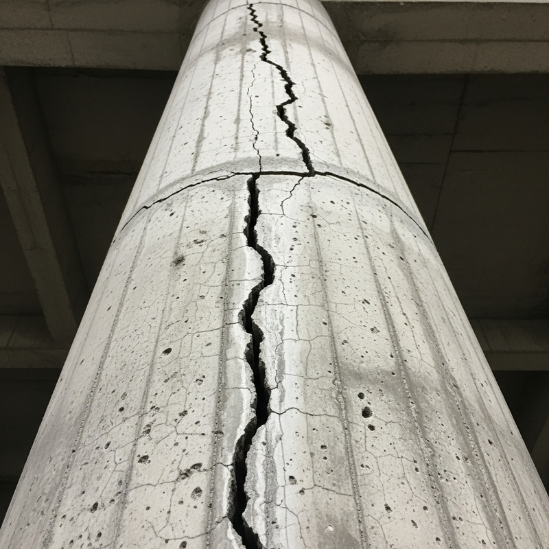 Vertical Cracks on Concrete Column - Structure Detail Vertical Cracks on Concrete Column - Structure Detail