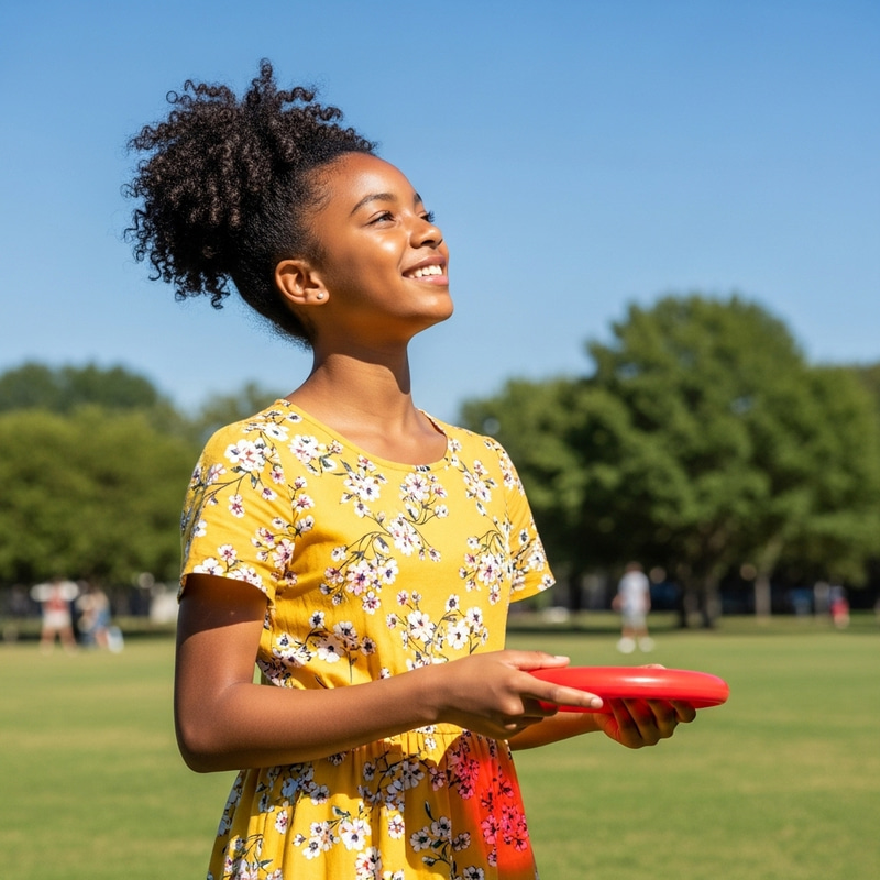 Sunny African American Girl in Black Attire at the Park Sunny African American Girl in Black Attire at the Park