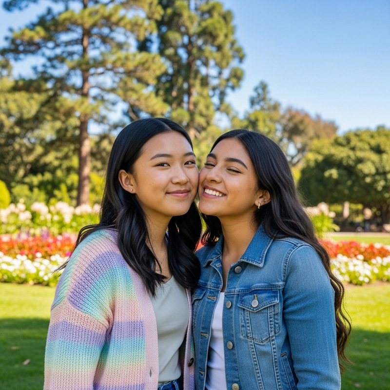 Intimate Moment between Two Women in Serene Park