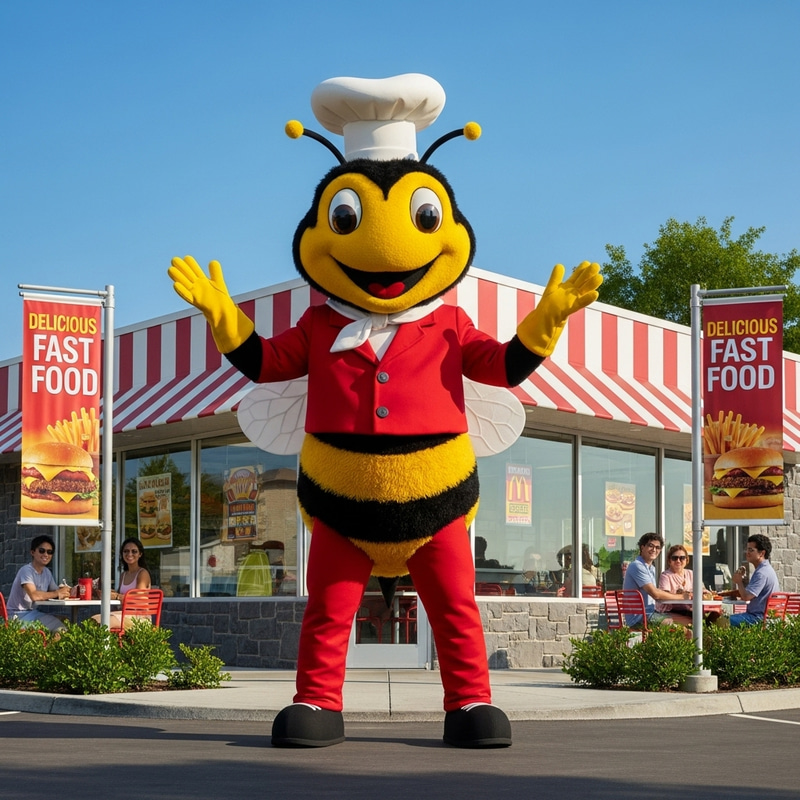 Joyful Jollibee-Inspired Honey Bee Mascot Joyful Jollibee-Inspired Honey Bee Mascot