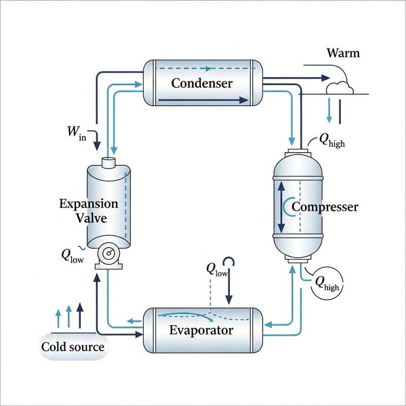 Simple Illustration of Thermodynamic Cycle for Heat Pump