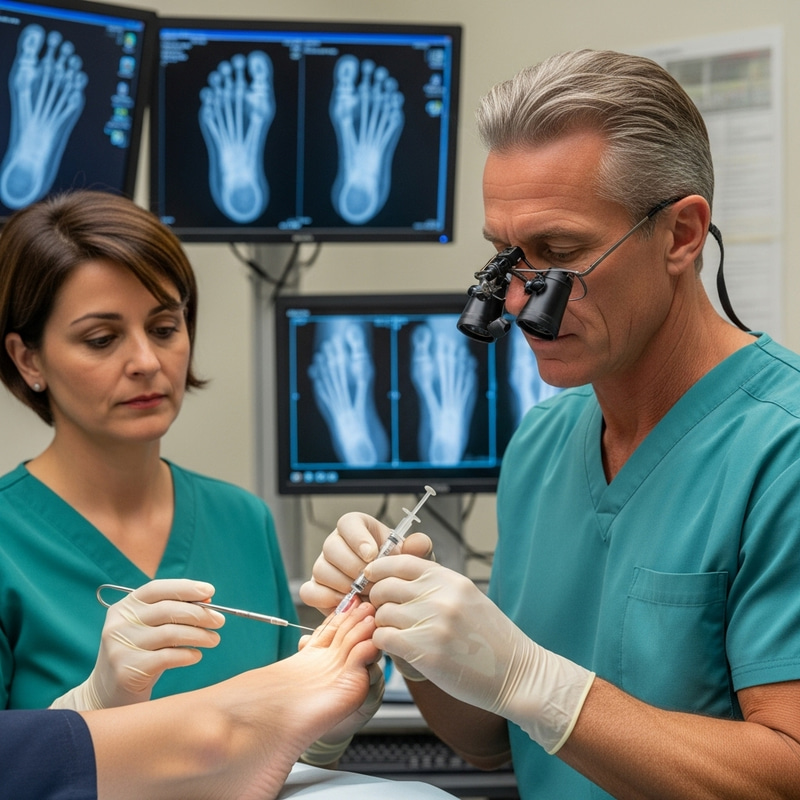 Experienced Podiatrist Performing Foot Procedure in Operating Room - Advanced Medical Practice Experienced Podiatrist Performing Foot Procedure in Operating Room - Advanced Medical Practice