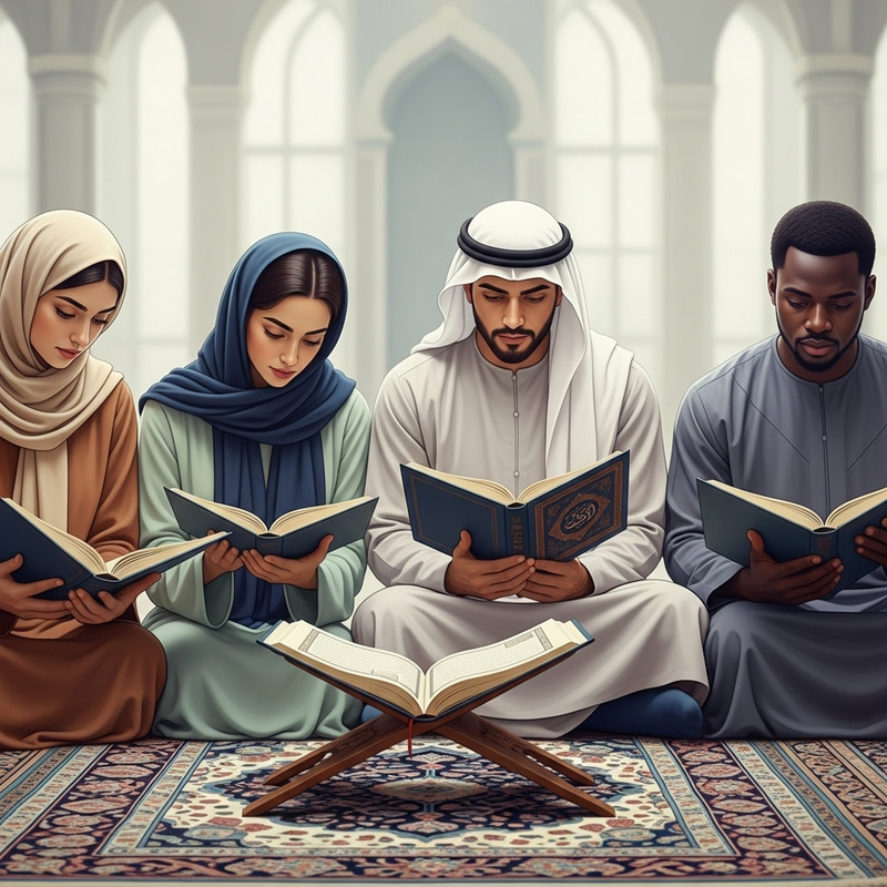 Beautiful Scene of Muslims Reading the Quran Beautiful Scene of Muslims Reading the Quran