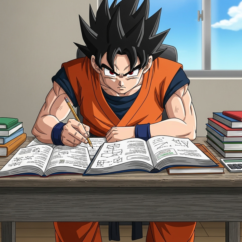 Goku Studying Spiky Black Hair Orange Uniform Goku Studying Spiky Black Hair Orange Uniform
