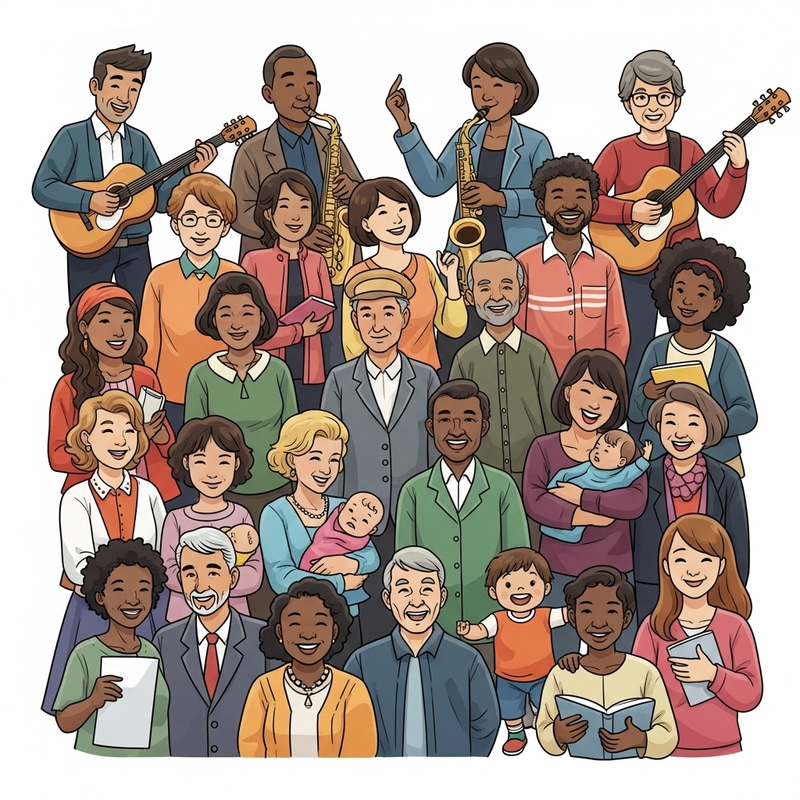 Happy Multicultural Group - Musicians, Mothers, Children & More Happy Multicultural Group - Musicians, Mothers, Children & More