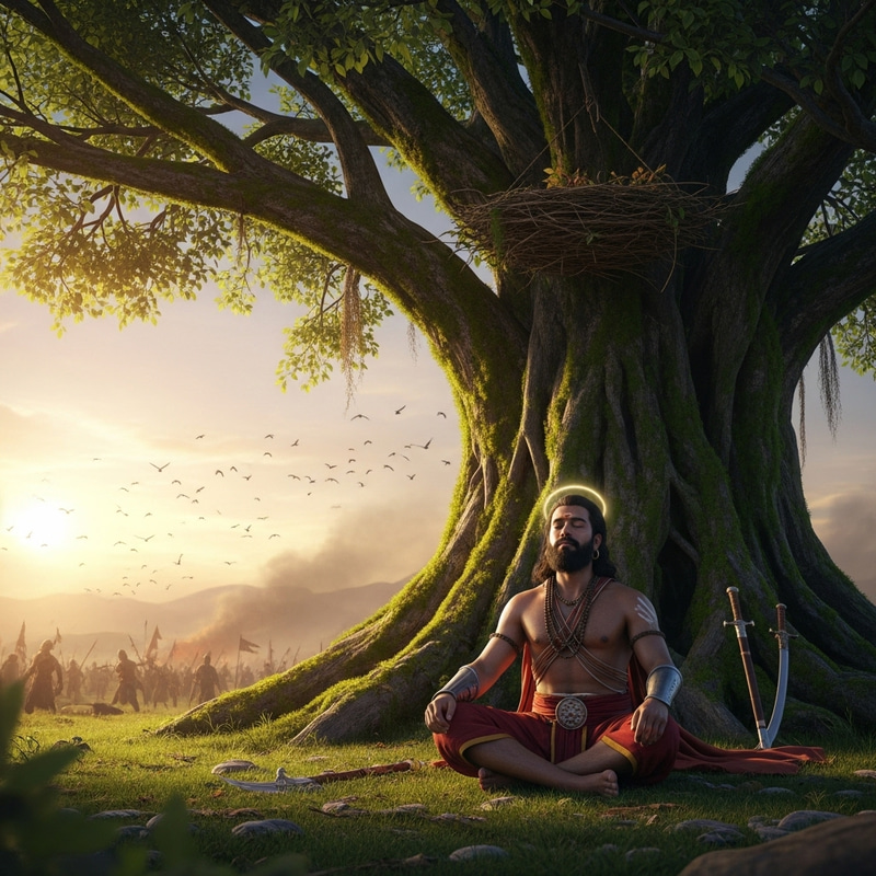 South Asian Male Warrior Embracing Peaceful Meditation