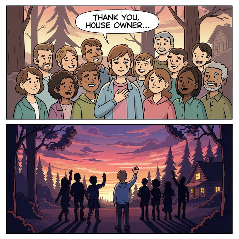 Heartfelt Gratitude and Farewells in Forest Cartoon Comic