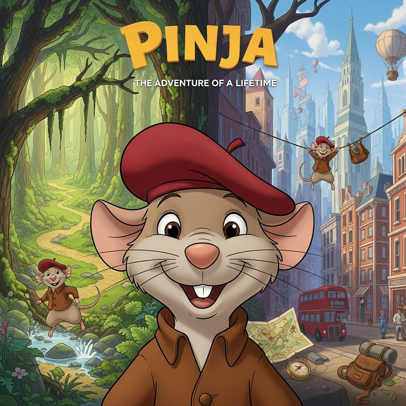 Pinja - Pixar Style Animated Movie Poster of Anthropomorphic Rat Pinja - Pixar Style Animated Movie Poster of Anthropomorphic Rat