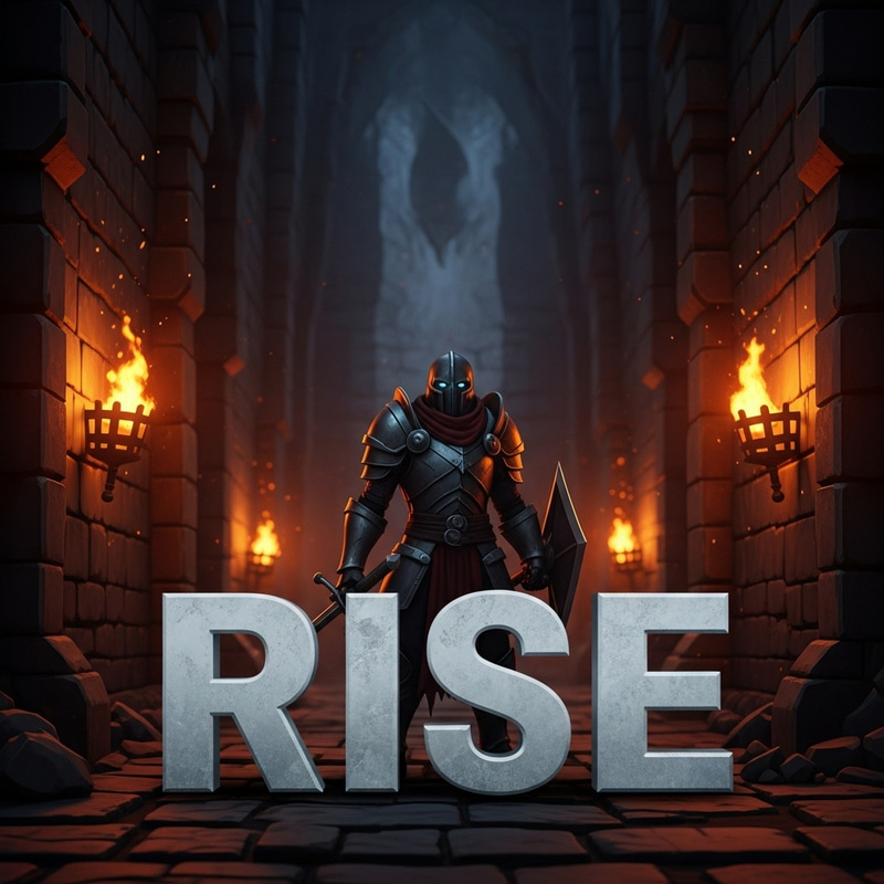 Rise - 2D Avatar in Dungeon with Fiery Background