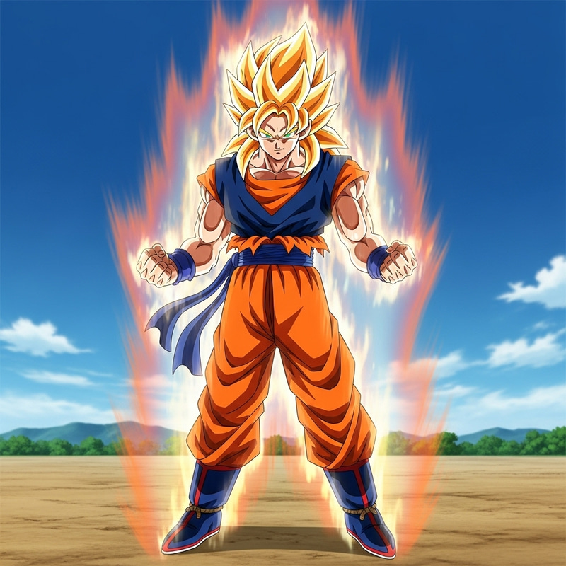 Goku - Most Powerful Form | Anime Character with Fiery Aura Goku - Most Powerful Form | Anime Character with Fiery Aura