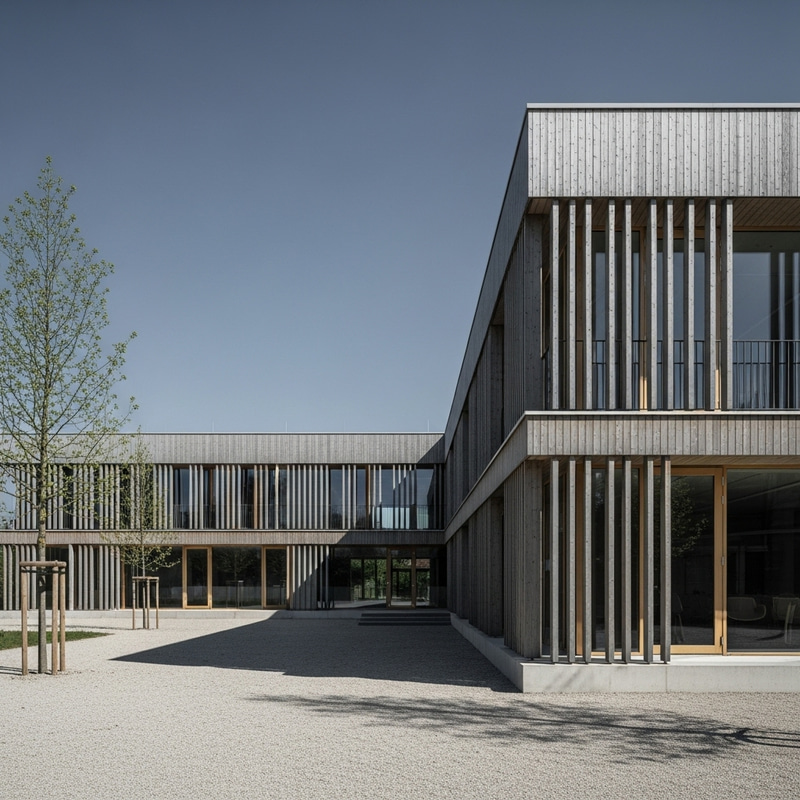 Modern Elegant School of Concrete & Wood | Minimalist Design