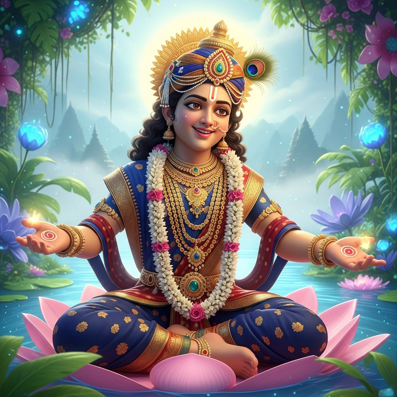 3D Rendered Illustration of Historical Figure Resembling Lord Krishna