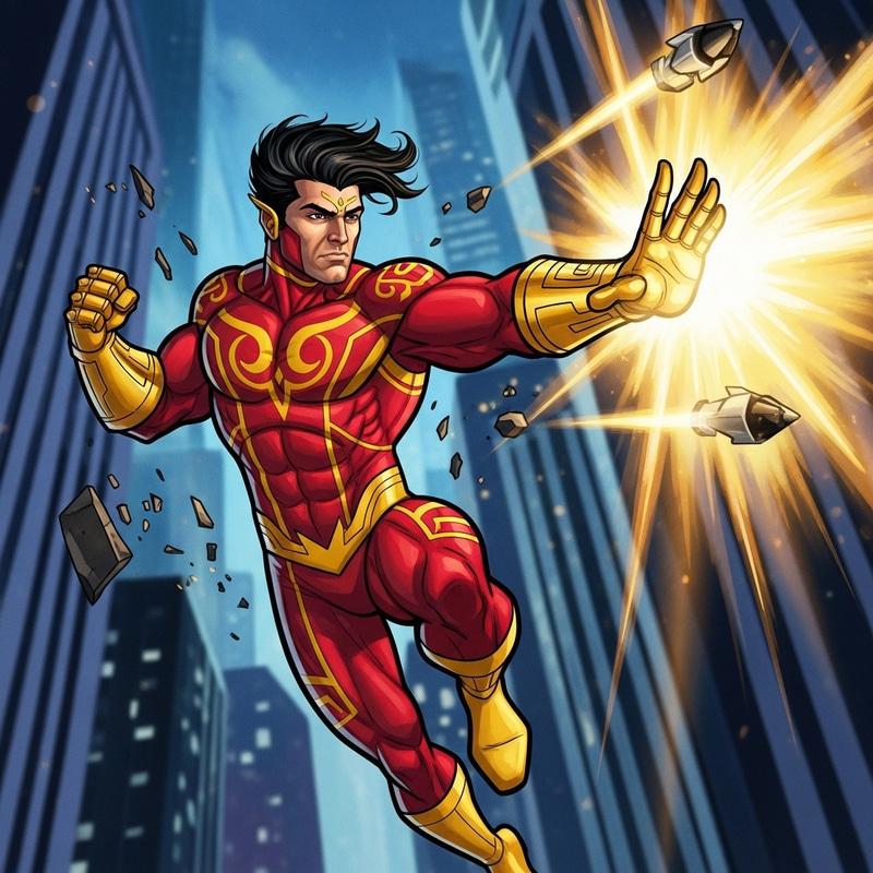 Dynamic Superhero in Bold Action Pose | Vibrant Comic Book Art Dynamic Superhero in Bold Action Pose | Vibrant Comic Book Art