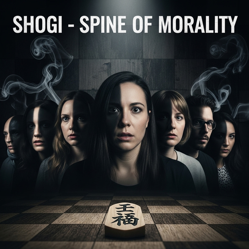 Shogi - Spine of Morality Album Cover with Sad Figures