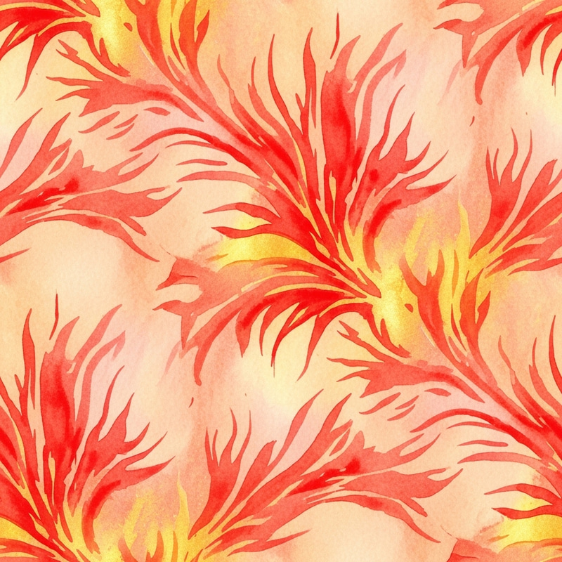 Red, Peach, and Gold Watercolor Painting with Harmonious Blend Red, Peach, and Gold Watercolor Painting with Harmonious Blend