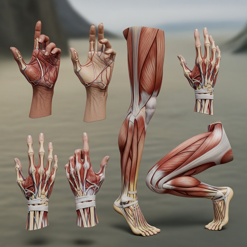 Surreal Image of Seven Hands and Two Legs