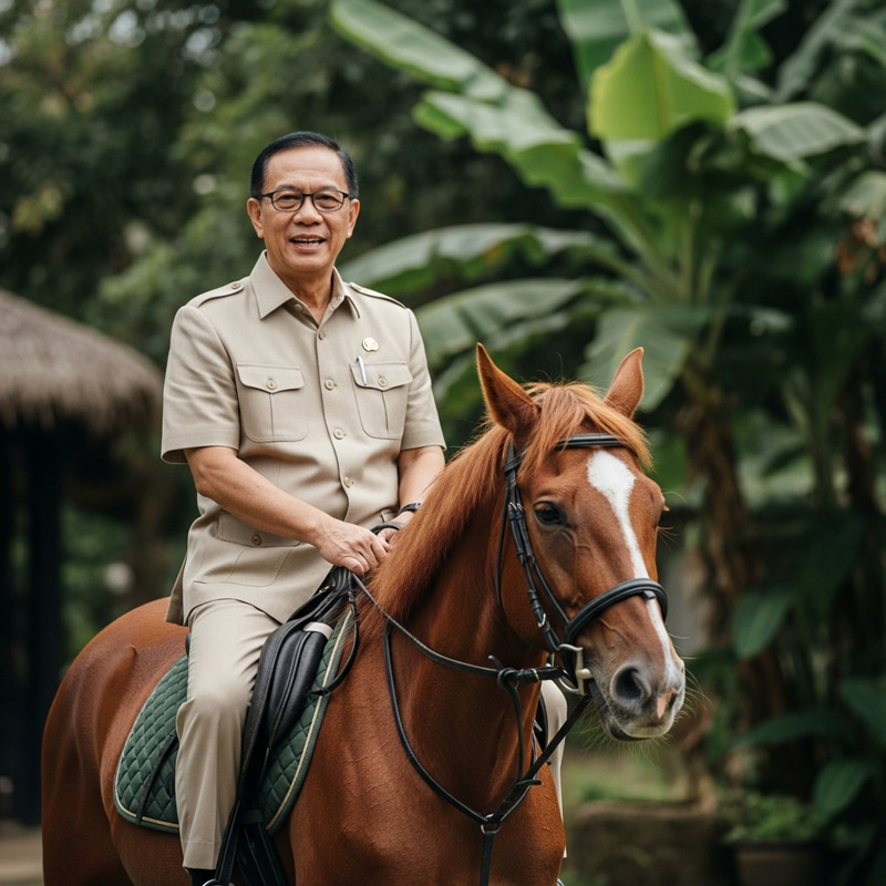 Indonesian President Riding a Horse
