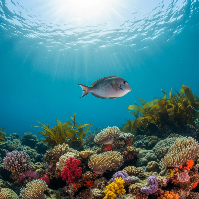 Tranquil Fish in Clear Blue Ocean Tranquil Fish in Clear Blue Ocean