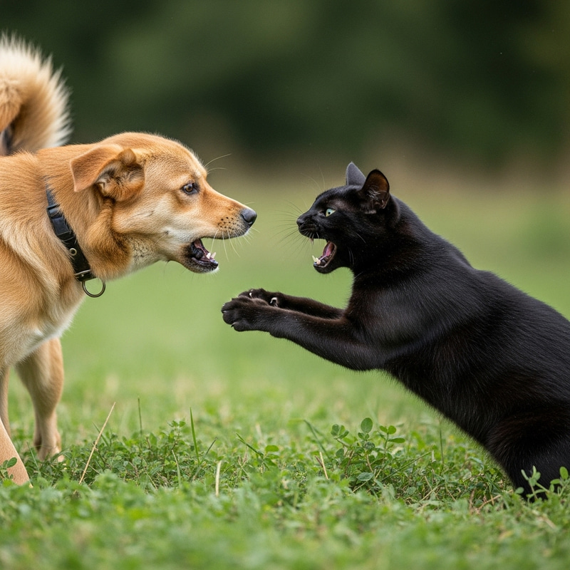 Fierce Battle: Cat vs. Dog Conflict Fierce Battle: Cat vs. Dog Conflict