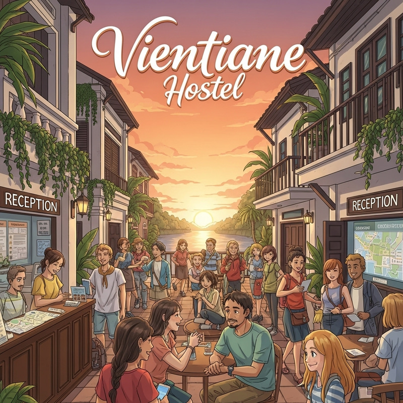 Hostel in Vientiane | Captivating Communal Gathering Scene Hostel in Vientiane | Captivating Communal Gathering Scene