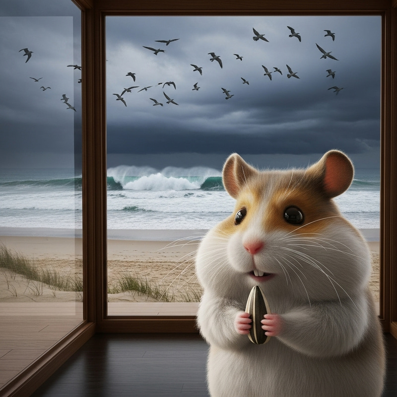 Cute Fluffy Hamster Ficus Enjoys Sunflower Seeds