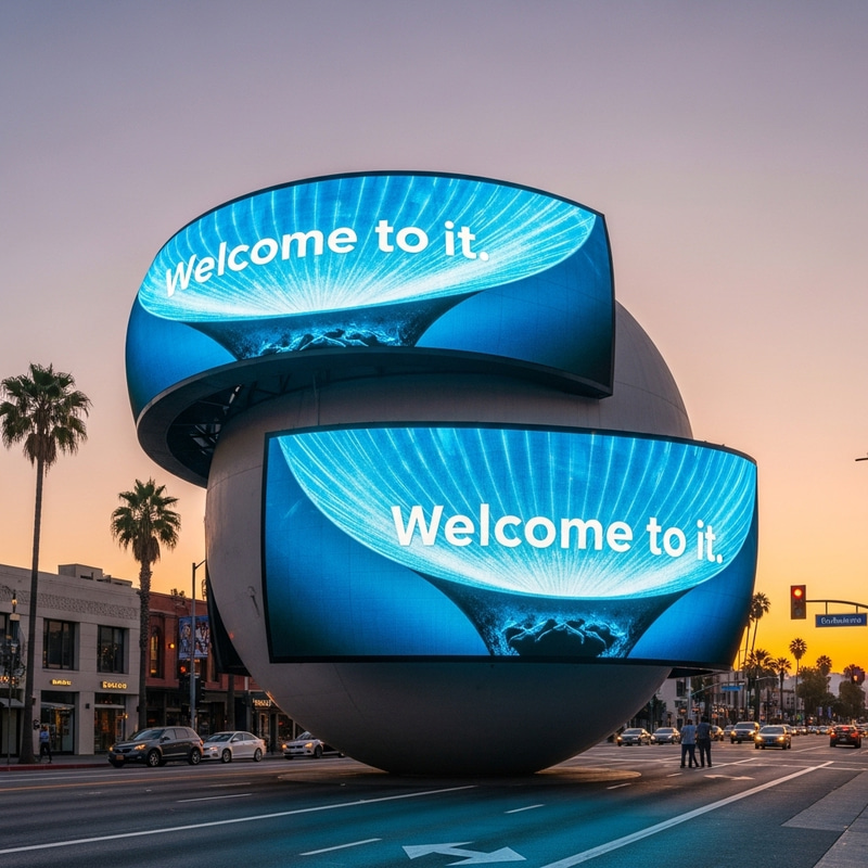 Captivating Sphere and LED Billboards on Sunset Blvd Captivating Sphere and LED Billboards on Sunset Blvd