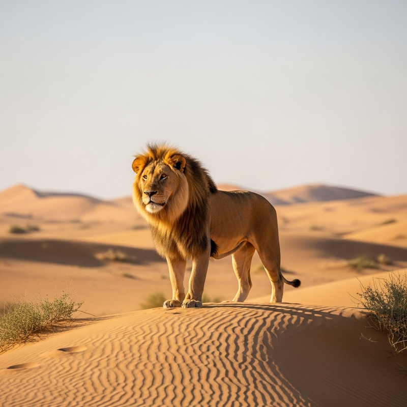 Majestic Lion in Desert Wilderness