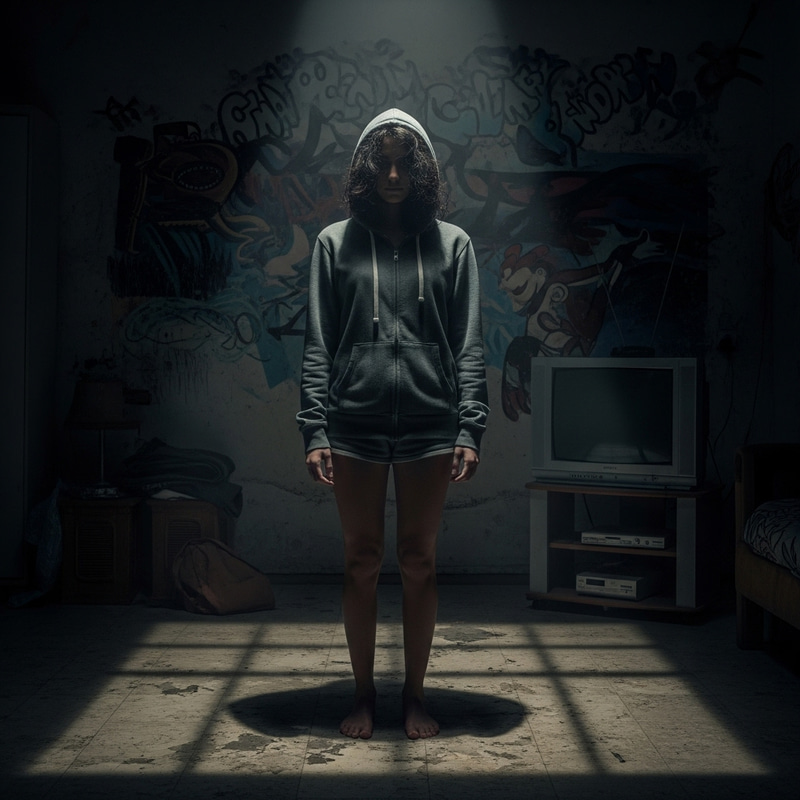 Melancholic Reflections: A Young Woman in Shadows Melancholic Reflections: A Young Woman in Shadows