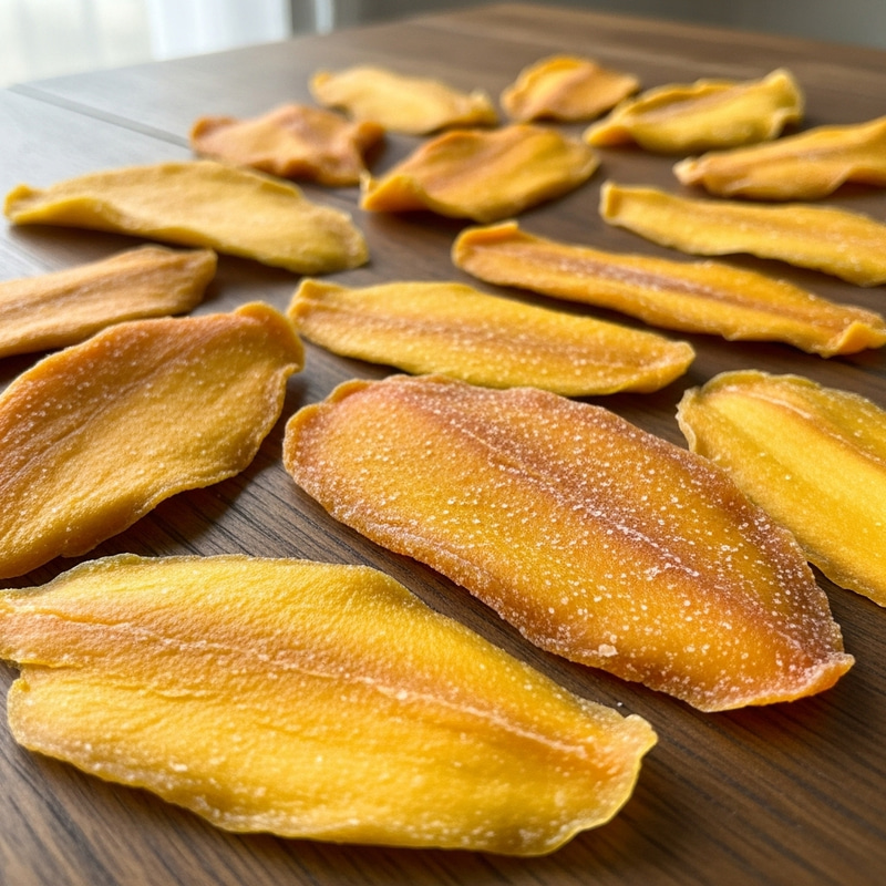 Organic Dried Mango Slices | Natural Rustic Presentation Organic Dried Mango Slices | Natural Rustic Presentation