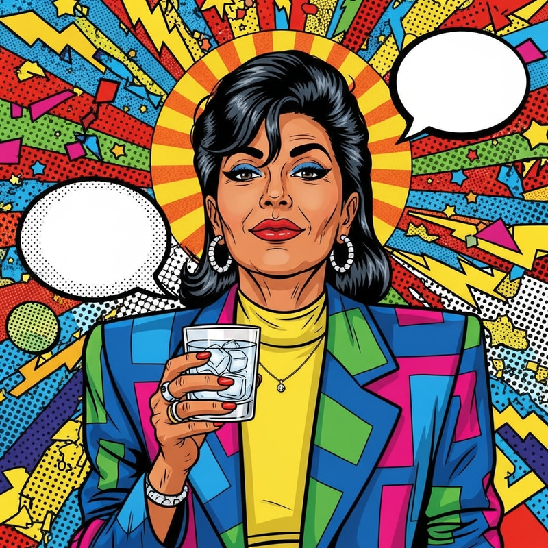 Vibrant Retro Pop Art: South Asian Woman with Vodka Vibrant Retro Pop Art: South Asian Woman with Vodka