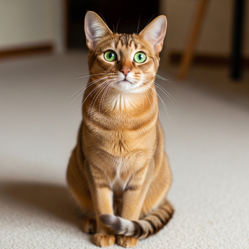 Realistic Image of a Domestic Cat | Russet Cat with Green Eyes