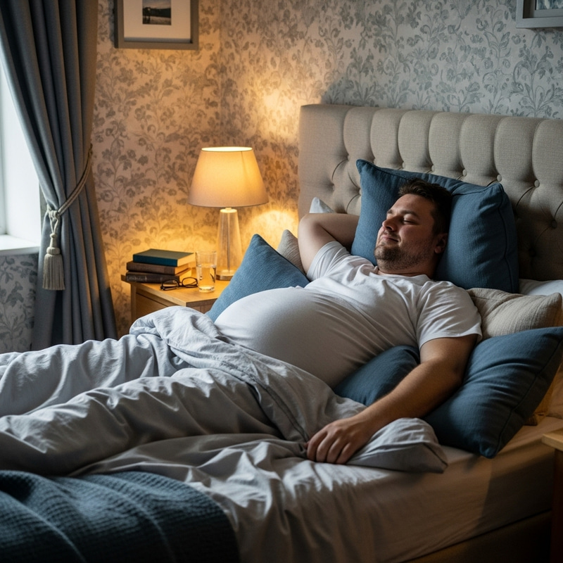 Comfort and Calm: Obese Man Resting in Serenity Comfort and Calm: Obese Man Resting in Serenity