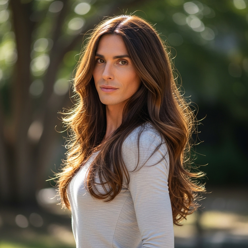 Slim Figure with Decently Long and Flowing Hair Slim Figure with Decently Long and Flowing Hair