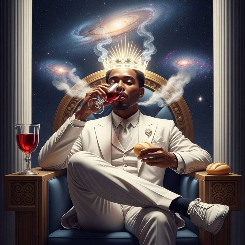 Glowing Black Man in Majestic Throne Room | Cosmic Communion Scene