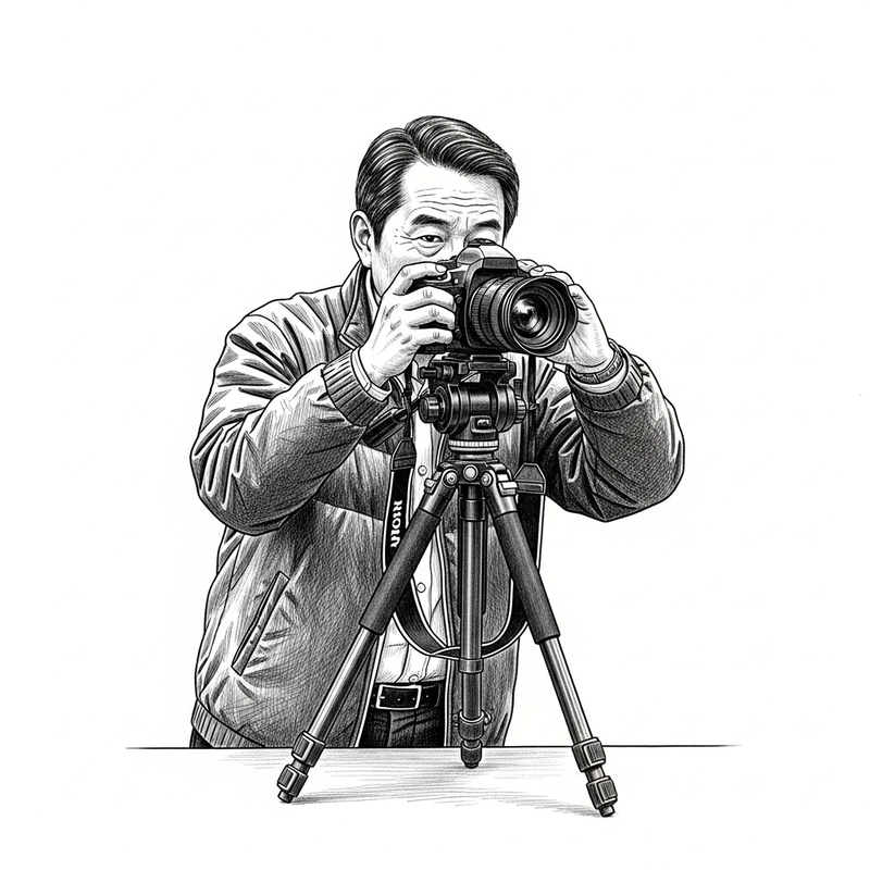 Black and White Photographer Drawing in Action | Capturing the Perfect Shot