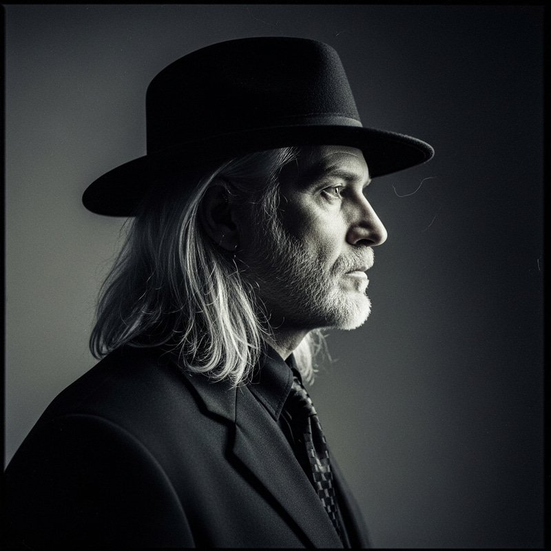 Mysterious Man in Vintage Film Noir Aesthetic Mysterious Man in Vintage Film Noir Aesthetic
