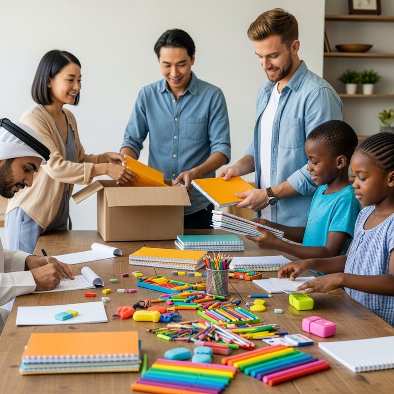 Donating Stationery to Children's Home : Heartwarming Charity Scene
