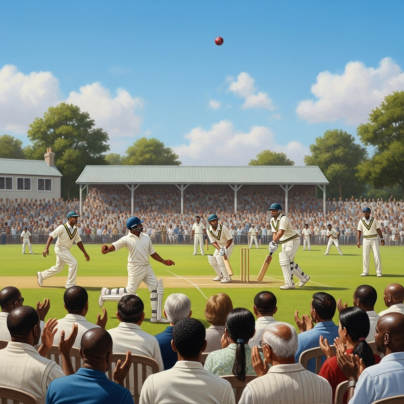 Exciting Cricket Match Painting | Diverse Players & Fans Exciting Cricket Match Painting | Diverse Players & Fans