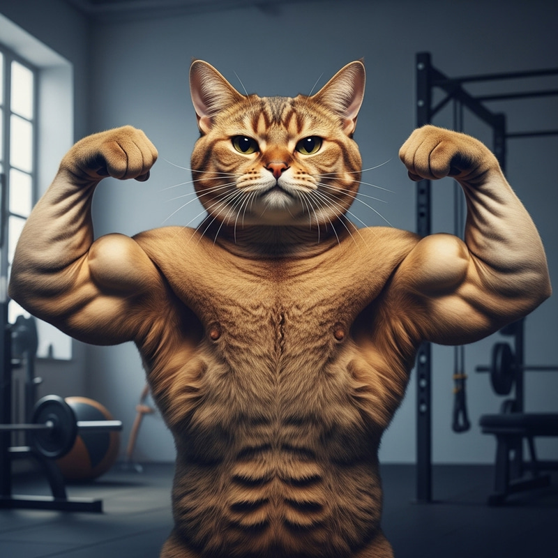 Muscular Cat - Fitness Enthusiast Muscular Cat - Fitness Enthusiast