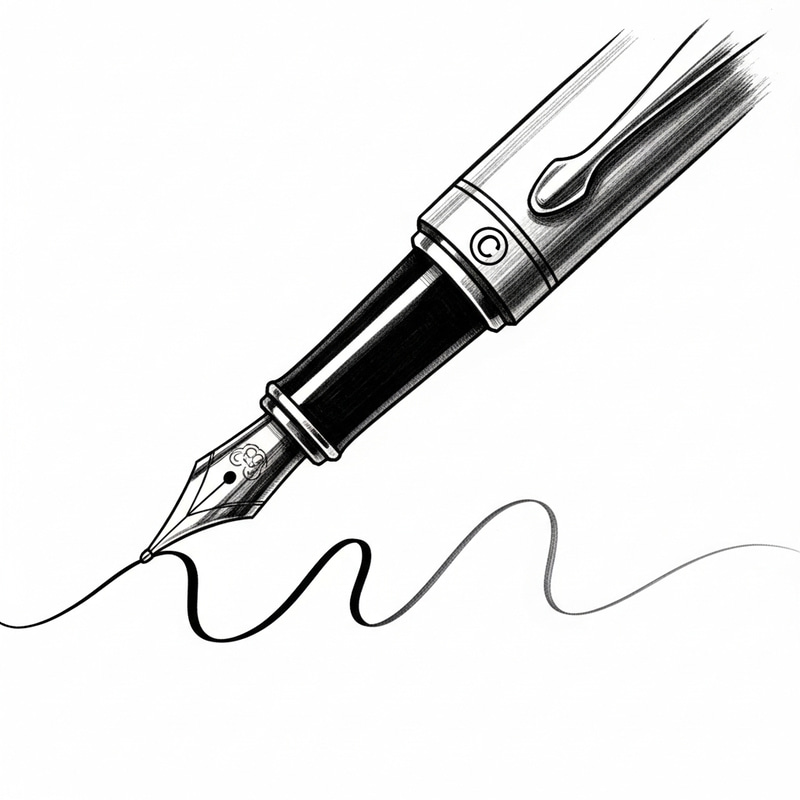Fountain Pen Drawing a Wavy Line - Copyright Symbol | Website Name Fountain Pen Drawing a Wavy Line - Copyright Symbol | Website Name