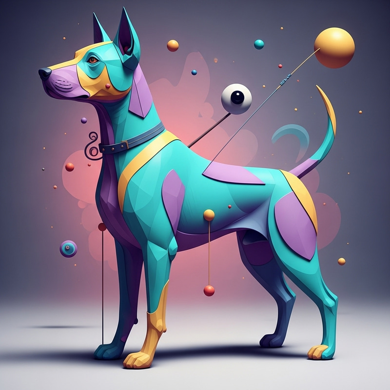 Abstract Surrealistic Dog | Geometric Shapes Artwork Abstract Surrealistic Dog | Geometric Shapes Artwork